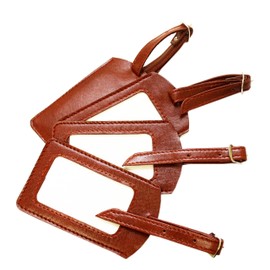 ASHLIN Executive Luggage Tags Set of 4-100% Leatherette | Gift Boxed | Open ID Window | British Tan [TAG0444-00-08]