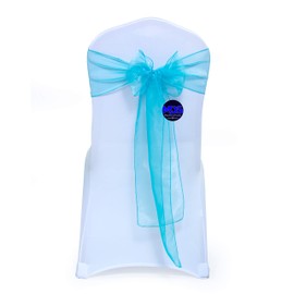 MDS 25 unidades silla de organza sash bow Sashes para bodas y eventos Suministros Decoración de Fiesta, diseño de silla Sash -30 Color, Verde azulado claro, 1