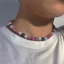 Ice Collection Necklace - Bling Necklace - Baseball Bling Necklace - Athlete Necklace Inspired Jewelry for Competitive Athletes, Stylish Sports Accessory (Shine Pink/Grey/White)