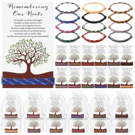 Tondiamo 24 Pack Family Reunion Favors Braided Rope Bracelet Remembering Our Roots Cards with Organza Bags Family Reunion Gifts for Gathering Party