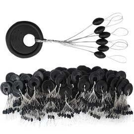 ZONAHAH 100pcs Rubber Fishing Bobber Beads Stopper 6 in 1 Float Sinker Stops Fishing Rigs Line Oval Float Stops for Coarse Fishing Size L Fishing Beads R2.5-5.0 Line Black