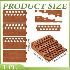 MAYJOYDIY 4-Tier 52 Slots Wooden Lipsticks Holder 9.5x8.9 inch Wooden Riser Tube Display Stand, Essential Oil Display Storage Organizer for Cosmetic Lip Gloss Tool