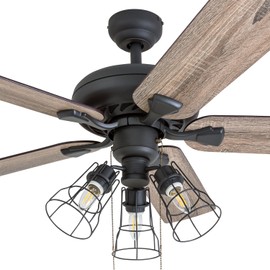 Prominence Home 50581-01 Lincoln Woods Farmhouse Ceiling Fan, 52", Barnwood/Tumbleweed, Aged Bronze