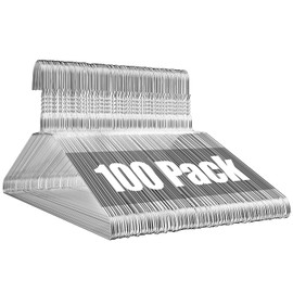 Wire Hangers 100 Pack, Metal Hangers for Clothes 16 Inch, Wire Metal Coat Hangers Space Saving, Slim Bulk Wire Hangers Non-Slip for Standard Size Coat, Suits, Shirts, Pants, Skirts- Silver