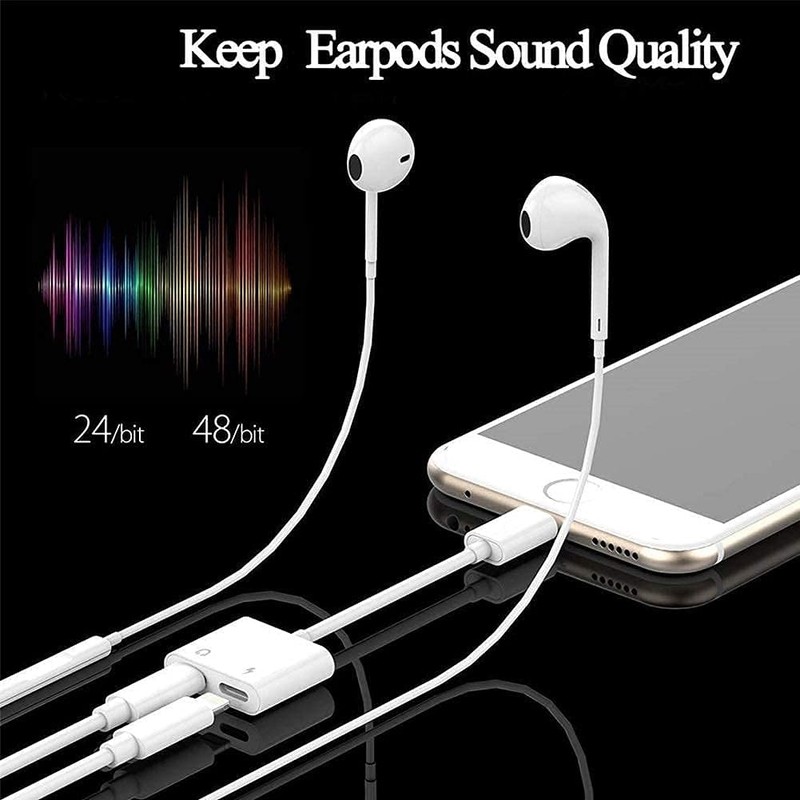 [Apple MFi Certified] 2PACK Dual Lightning Headphone Adapter for iPhone