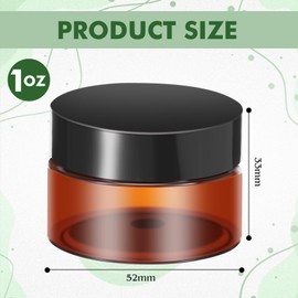 6 Pack Clear Container with Lids Small Plastic Pot Jars Wide Mouth Round Leak Proof Plastic Container Jars with Lid for Travel Storage, Eye Shadow, Nails, Paint, Jewelry (Amber,1 oz)