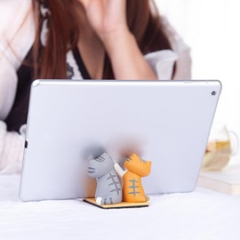 Cyrank Cell Phone Stand, Cute Cat Smartphone Stand Phone Holder Cute Animal Desktop Decor Portable Phone Stand for Phones Tablets(C)