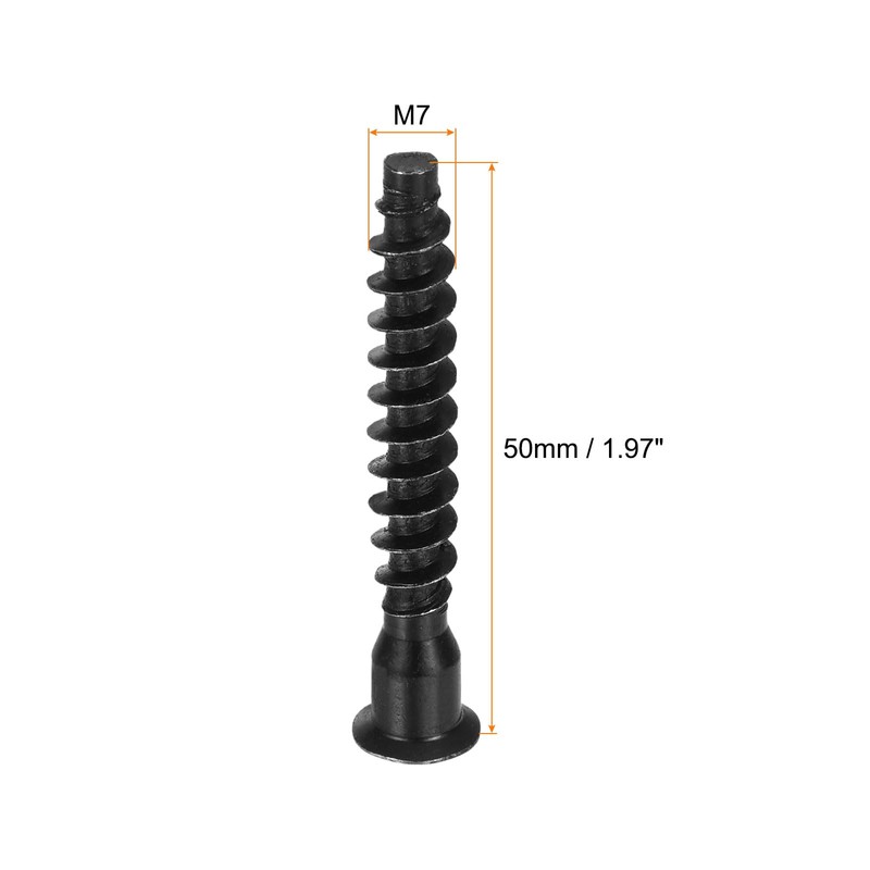sourcing map 50Pcs M7x50mm Hex Socket Countersunk Head Self Tapping