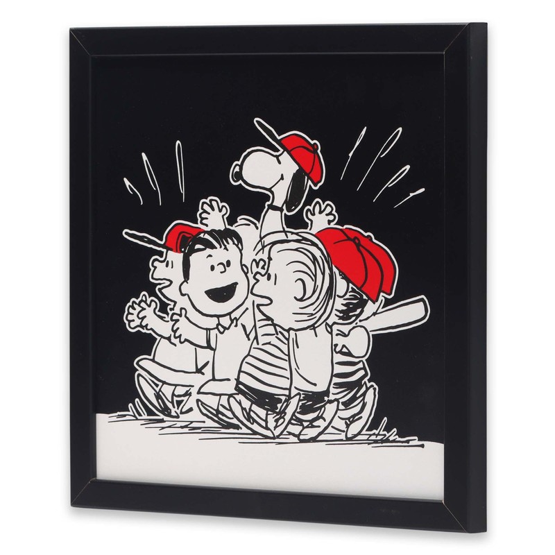 Peanuts Gang Baseball Celebration Framed Wood Wall Decor - Cute