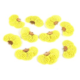 20 piezas de cuero sintético con forma de abanico, colgante de filigrana para pendientes, collares, joyas, atrapasueños, llavero, bolsa, abalorios, manualidades, decoración del hogar (amarillo)