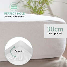 Mattress Protector Single Bed 90x190-30 cm ~ Waterproof Cover in Fabric Ecological TENCEL® Made in EU ~ Anti-mite, Breathable, Anti Allergy, Fitted and Quietted