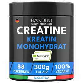 Bandini® Creapure® Creatine Monohydrate | 3000 mg Ultra Pure Micronised Creatine | Microfine, Perfectly Soluble, Tasteless | Halal & Mesh Factor 200 | Vegan | For ATP & Recovery