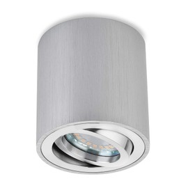 Sweet-LED Surface Light Round Square Includes GU10 5W 450 Lumen 3000K 230V Surface-Mounted Ceiling Light Aluminium Brushed Pivoting Ceiling Lamp