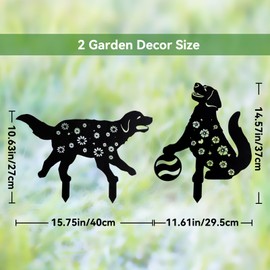 RETON 2 Pack Metal Dog Garden Decor, Garden Ornaments Outdoor, Dachshund Statues with Puppy Animal Silhouette, Black Garden Stakes Decorative, Yard Wall Art Outdoor Decor for Dog Lovers, Patio, Pathwa