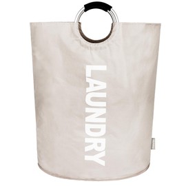 LilyFantasy 160L Extra Large Laundry Basket, Collapsible Laundry Hamper with Padded Handles, Waterproof Laundry Bag, Tall Clothes Hamper Stand Up Well, Foldable Laundry Baskets for Easy Storage(Beige)