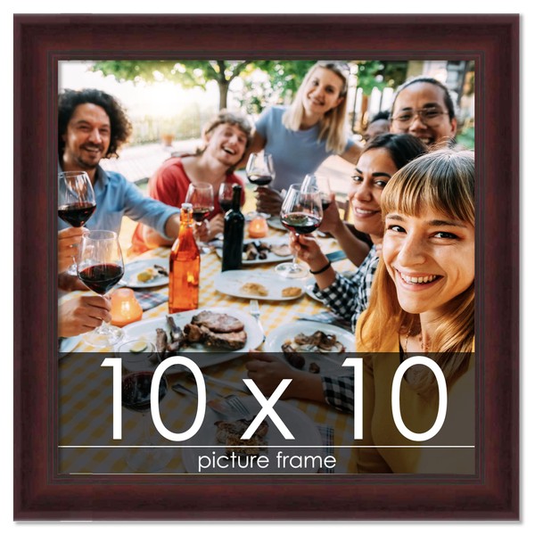 Poster Palooza 10x10 Contemporary Mahogany Wood Picture Square Frame -