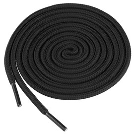 Elerevyo Shoelaces, Round Laces, Round Laces, Outdoors, Durable, Hiking, Sports, Running, 2 Pairs, Black