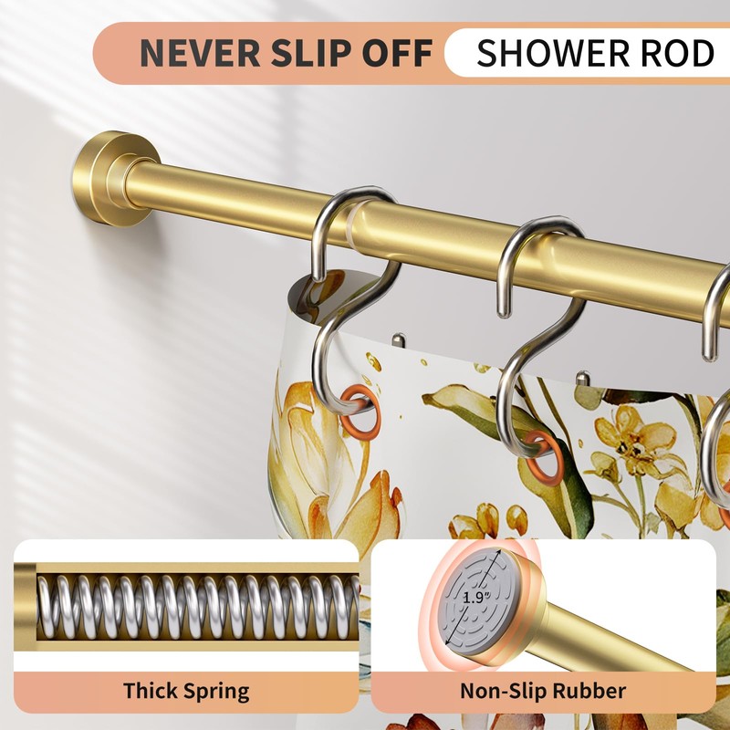 Emlaoe Gold Shower Curtain Rod 34-96 Inches(2.8-8ft) Never Rust Adjustable