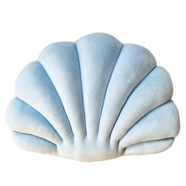 YRXRUS Shell Pillow, Light Blue Seashell Pillows, Patio Shell Shaped Pillow Gifts, Accent Ocean Series, Ultra Soft Velvet Cushion for Bed Living Kids Room 3D Insert Pillows14X11 Inch