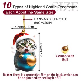 10PCS Cat Christmas Decorations Christmas Tree Ornaments Cat Decor Car Pendant Car Hanging Ornament Window Wall Hanging Christmas Tree Decorations Home Living Room Decoration Christmas Ornaments Decor