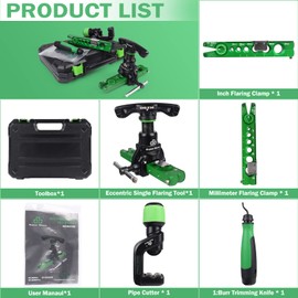 Jesskit Flaring Tool Kit 1/4”-3/4” HVAC Single Flare Tool, 45° Eccentric Type Manual Tubing Flaring Tool Kit, Deburring Tool for Copper Aluminum Pipe