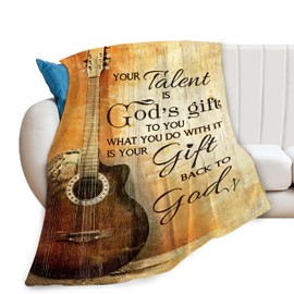 Christian Guitar Blanket Guitar Music Decor Throw Blanket Gifts for Girls Boys Guitar Lover Couch Bedding Super Warm Soft Plush Lightweight Fleece Flannel Blanket for Kids Adults Men Women 50"X40"