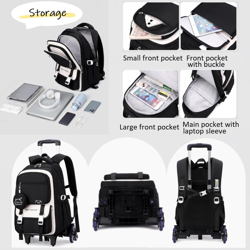 Rolling Backpack for Boys Girls Kids Backpack with Wheels Elementary