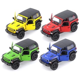 KiNSMART - Jeep Wrangler Rubicon Off Road 4x4 5 inch 1:34 Scale Die Cast Model Replica Toy Car (-SetOf4 Hardtop)