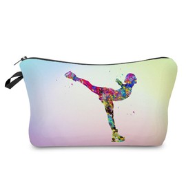 Livel Lhood Figure Skating Makeup Bag - Cute Small Organizer Travel Toiletry Zipper Pouch - Present for Skaters, Coach, Women