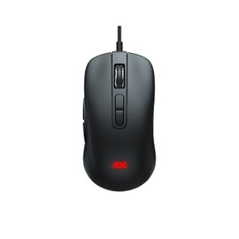 AOC GM300B Gaming Mouse with pixart3327 Sensor, Ergonomic Shape, 6200 Real DPI, 7 Light FX Button-Sync and Customizable G-Menu, Black, 800 DPI