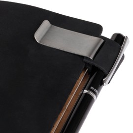 Set of 2 Leather Clips, Leather Pen Holder for Daily Journal with Stainless Clip