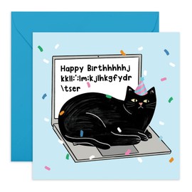 Central 23 Greeting Card For Him Her - Cat On Laptop - Men Women Birthday Card - Greeting Card For Adult - Him Her Birthday Greeting Card - From Friend Bff - Comes With Stickers