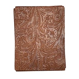 Large Floral Cowside Embossed Leather: 8.5" x 11" Pieces (Brandy, 1 Piece)