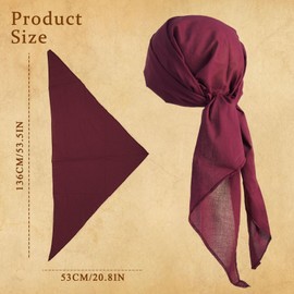 Cotton Pirate Costume Accessories Set for Men And Women Head Scarf Sash Belt Dress With Earring And Necklace (Burgundy)