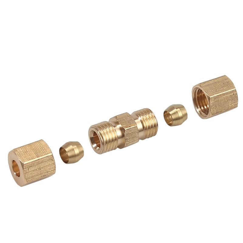Bohaner 10 Pcs Straight Brass Brake Line Compression Fitting Unions