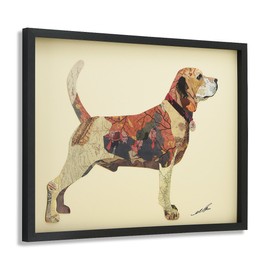 Empire Art Direct Dimensional Collage Handmade by Alex Zeng Framed Graphic Dog Wall Art, 25" x 33" x 1.4", Ready to Hang, Beagle 2