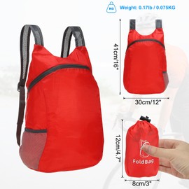 PATIKIL Hiking Backpack, 15L-20L Packable Lightweight Backpack Daypack Small Foldable Outdoor Camping Cycling Backpacking Shoulder Bag, Red