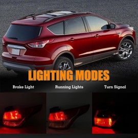 YEQSHNG Tail Light with Bulb Assembly Compatible With 2013 2014 2015 2016 Ford Escape Tail Lamp Right Passenger Side Replacement FO2801229 CJ5Z13404E