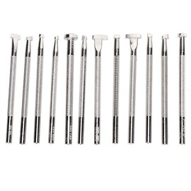HEEPDD Leather Stamp Tool, Leather Engraving and Embossing Tools, Various Shapes Stamp Punch Set, Saddle Making Tools for Leather Crafts, 12 Pieces