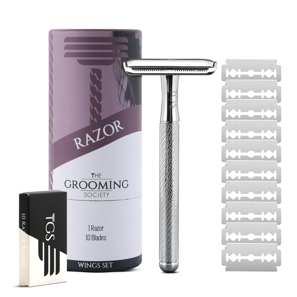 TGS Double Edge Safety Razor with 10 Razor Blades Refill,