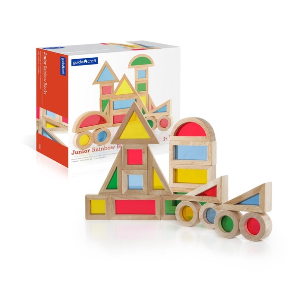 Guidecraft Jr. Rainbow Blocks 20 Piece Set: Kids Colorful Learning