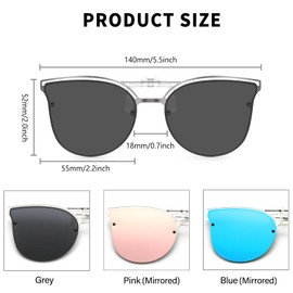 Long Keeper 3 Pair Polarised Clip on Sunglasses for Women Men UV400 Cat Eye Metal Frame Flip up Sunglasses Clip on Glasses for Driving Fishing Outdoors