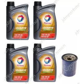 Genuine Oil Filter + TOTAL 5W-30 Synthetic Oil (4-Qts.) for Honda & Acura