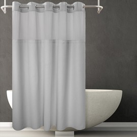 River Dream Lake Wanaka Fabric Shower Curtain Set, Cotton Blend, Waffle Weave, with Snap in Replacement Liner，71 x 86 inches