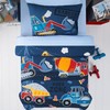 Kaleido Space Truck Tractor Excavator Twin Comforter Set with Sheets