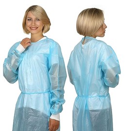 10PCs Dental Grade Disposable PP+PE Isolation Gown AAMI by VASTMED | Long Sleeve & Elastic Cuff Universal Size Level-2