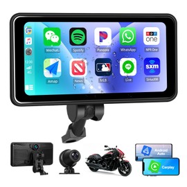 CAMECHO Motorcycle Wireless Carplay & Android Car for Motorcycle, 6.25 Inch IP68 Waterproof HD Touchscreen for Motorcycles with DVR, Combination Lock, Bluetooth, EQ, Night Vision, Angle Adjustable