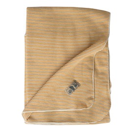 Lilano, Light Merino / Silk Striped Baby Blanket, 70% Wool (KBA), 30% Silk, 210 g/m² (Curry Rimed)