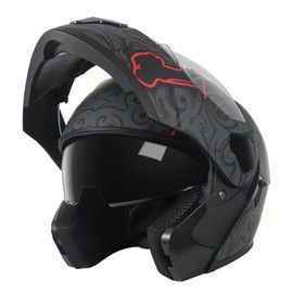 Motorcycle Full Face Helmet for Unisex-Adults DOT Approved Motorbike Street Bike Racing Helmets (Lucifer,L)