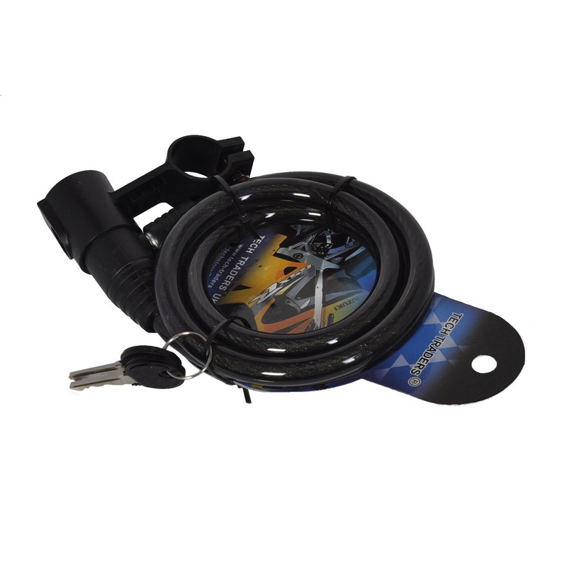 Cable Bike Lock with Bracket Keyed 120cm x 1200mm Bikes